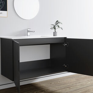 ארון אמבטיה תלוי לפי מידה רוחב עומק וצבע לפי בחירתך עם כיור משטח חרס שקוע דגם יהלום B