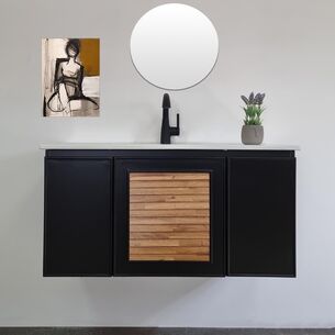 ארון אמבטיה תלוי לפי מידה רוחב וצבע לפי בחירתך עם כיור משטח חרס שקוע דגם תותו