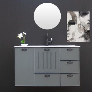 ארון אמבטיה תלוי לפי מידה רוחב וצבע לפי בחירתך עם כיור משטח חרס שקוע דגם מירידיא