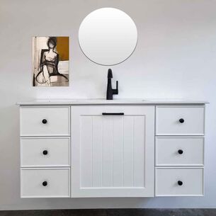 ארון אמבטיה תלוי לפי מידה רוחב וצבע לפי בחירתך עם כיור משטח חרס שקוע דגם צרפת