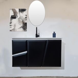 ארון אמבטיה תלוי לפי מידה רוחב עומק וצבע לפי בחירתך עם כיור משטח חרס שקוע דגם שנידר