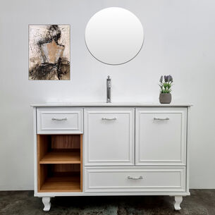 ארון אמבטיה עומד לפי מידה רוחב עומק וצבע לפי בחירתך עם כיור משטח חרס שקוע דגם פארן