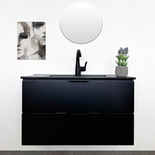 ארון אמבטיה תלוי לפי מידה רוחב עומק וצבע לפי בחירתך עם כיור משטח חרס שקוע דגם סולני