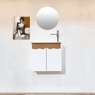 ארון אמבטיה תלוי לפי מידה רוחב עומק וצבע לפי בחירתך עם כיור משטח חרס שקוע דגם נטלן