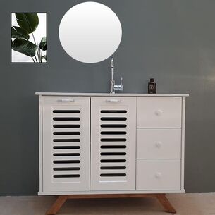 ארון אמבטיה עומד לפי מידה רוחב עומק וצבע לפי בחירתך עם כיור משטח חרס שקוע דגם בתאי