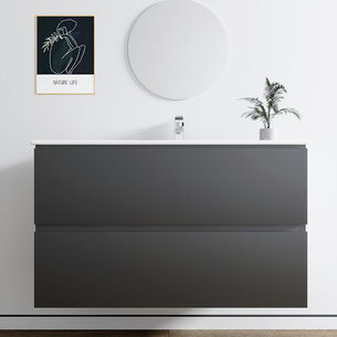 ארון אמבטיה תלוי לפי מידה רוחב עומק וצבע לפי בחירתך עם כיור משטח חרס שקוע דגם פניקס B