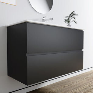 ארון אמבטיה תלוי לפי מידה רוחב עומק וצבע לפי בחירתך עם כיור משטח חרס שקוע דגם פניקס B