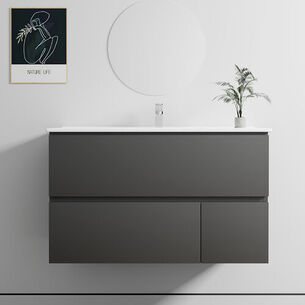 ארון אמבטיה תלוי לפי מידה רוחב עומק וצבע לפי בחירתך עם כיור משטח חרס שקוע דגם ג'ורג'יה B