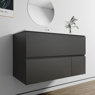 ארון אמבטיה תלוי לפי מידה רוחב עומק וצבע לפי בחירתך עם כיור משטח חרס שקוע דגם ג'ורג'יה B