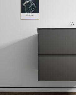 ארון אמבטיה תלוי לפי מידה רוחב עומק וצבע לפי בחירתך עם כיור משטח חרס שקוע דגם ג'ורג'יה B