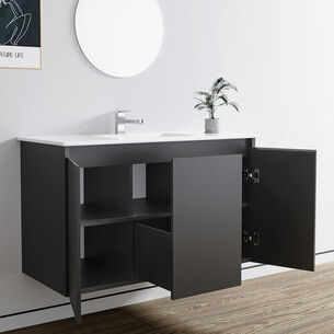 ארון אמבטיה תלוי לפי מידה רוחב עומק וצבע לפי בחירתך עם כיור משטח חרס שקוע דגם דובר B