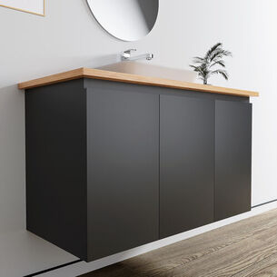 ארון אמבטיה תלוי לפי מידה רוחב עומק וצבע לפי בחירתך עם משטח עץ מלא להנחת כיור מונח דגם סופיה B