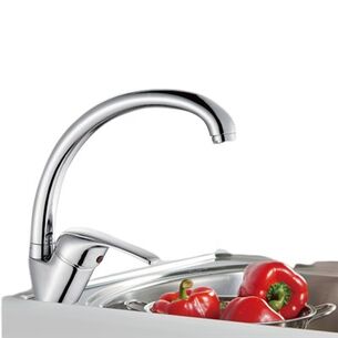 ברז גבוה עם פיה מסתובבת צבע ניקל מבריק דגם 00109