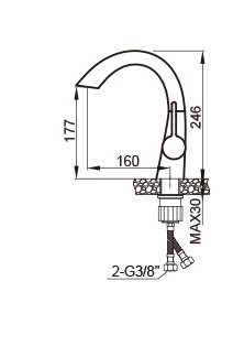 ברז רחצה עם פיה מסתובבת צבע שחור מט דגם WR0721K