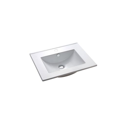 כיור משטח אינטגרלי חרס לבן מבריק רוחב 61 ס"מ ועומק 40 ס"מ דגם נקסוס 61*40