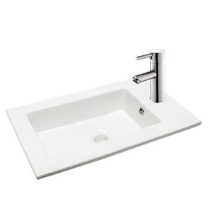 כיור משטח אינטגרלי חרס לבן מבריק רוחב 46 ס"מ ועומק 23 ס"מ דגם לאס 46*23