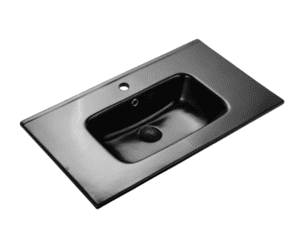 כיור משטח אינטגרלי חרס שחור מט רוחב 81 ס"מ ועומק 46 ס"מ דגם ספרד 81*46