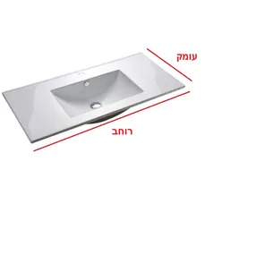 כיור משטח אינטגרלי חרס לבן מבריק רוחב 121 ס"מ ועומק 46 ס"מ דגם אפוליה 121*46