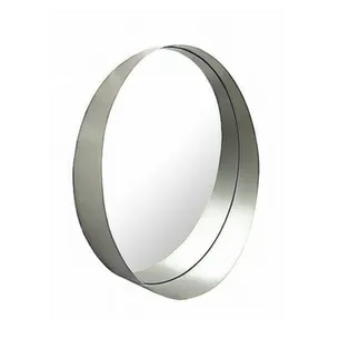 מראה מרחפת לתליה עגולה עם מסגרת אל חלד עמוקה צבע סילבר בהיר מגיעה בקוטר 60 ס"מ דגם M-29