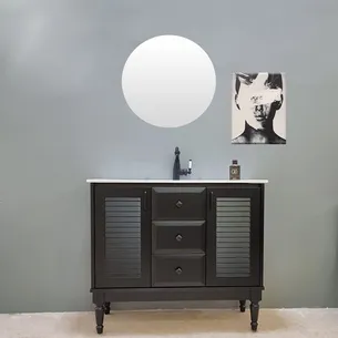 ארון אמבטיה עומד לפי מידה רוחב עומק וצבע לפי בחירתך עם כיור משטח חרס שקוע דגם תימארו