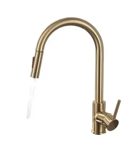 ברז מטבח מגיע עם פיה מסתובבת ונשלפת צבע זהב מט דגם 8882652