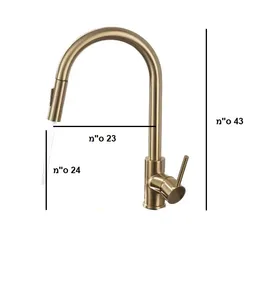 ברז מטבח מגיע עם פיה מסתובבת ונשלפת צבע זהב מט דגם 8882652