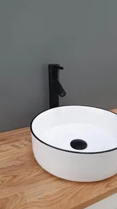 ארון אמבטיה תלוי לפי מידה רוחב עומק וצבע לפי בחירתך עם משטח עץ מלא להנחת כיור מונח דגם שיאון