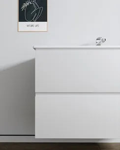 ארון אמבטיה תלוי לפי מידה רוחב עומק וצבע לפי בחירתך עם כיור משטח חרס שקוע דגם פניקס B