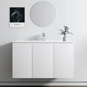 ארון אמבטיה תלוי לפי מידה רוחב עומק וצבע לפי בחירתך עם כיור משטח חרס שקוע דגם דובר B