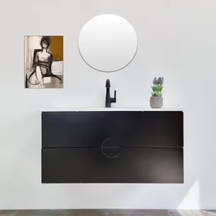 ארון אמבטיה תלוי לפי מידה רוחב עומק וצבע לפי בחירתך עם כיור משטח חרס שקוע דגם בריסל B