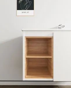 ארון אמבטיה תלוי רוחב 80, 100 ס"מ בעומק 46 ס"מ צבע לבן או שחור מט לבחירתך עם כיור משטח חרס שקוע דגם רותין B