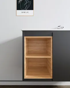 ארון אמבטיה תלוי לפי מידה רוחב עומק וצבע לפי בחירתך עם כיור משטח חרס שקוע דגם רותין W