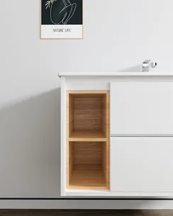 ארון אמבטיה תלוי לפי מידה רוחב עומק וצבע לפי בחירתך עם כיור משטח חרס שקוע דגם יולה