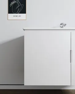 ארון אמבטיה תלוי לפי מידה רוחב עומק וצבע לפי בחירתך עם כיור משטח חרס שקוע דגם יהלום B