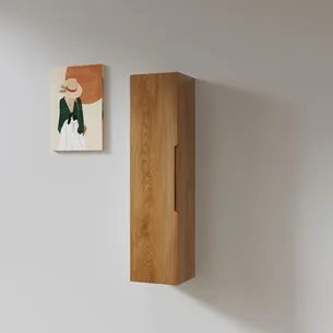 ארון שירות תלוי לאמבטיה עץ מלא אלון מבוקע במידות שונות לבחירתך דגם רימבו A