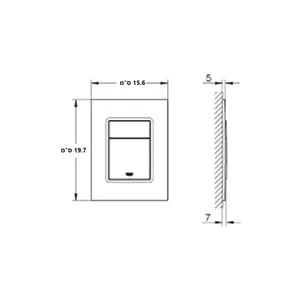 לחצן GROHE גרואה בעיצוב מלבני באמצע מתאים לכל מיכל הדחה סמוי של חברת GROHE גרואה צבע ניקל מבריק דגם 38732000