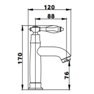ברז רחצה מים קרים מגיע עם פיה קבועה אורך פיה 12 ס"מ צבע ניקל מבריק דגם 1411