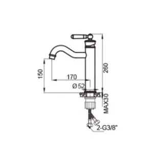 ברז רחצה עם פיה קבועה צבע שחור מט דגם AN0521K