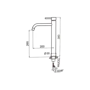ברז לכיור מונח גבוה עם פיה קבועה צבע שחור מט דגם PL0632K