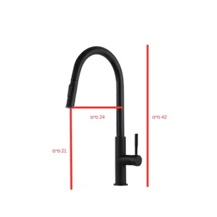 ברז מטבח מגיע עם פיה מסתובבת ונשלפת צבע שחור מט דגם 8882657