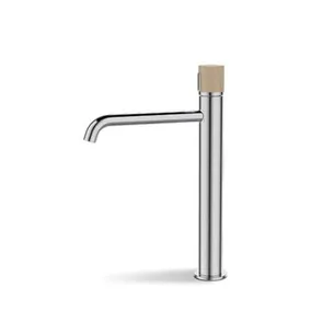 ברז לכיור מונח גבוה עם פיה קבועה ועם ידית עץ צבע ניקל מבריק דגם PL0634CH