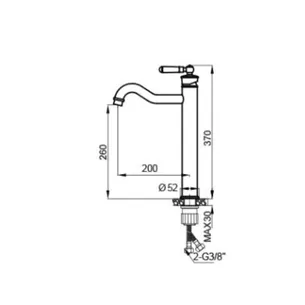 ברז לכיור מונח גבוה עם פיה קבועה צבע שחור מט דגם AN0522K