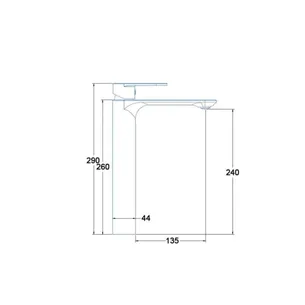 ברז לכיור מונח גבוה עם פיה קבועה צבע ניקל מבריק דגם 8881963