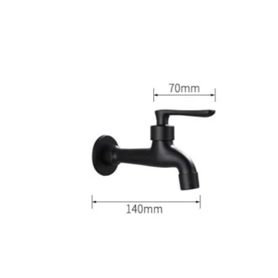 ברז מים קרים יציאה מהקיר אורך הפיה 14 ס"מ צבע שחור מט דגם 445552