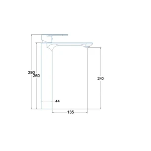 ברז לכיור מונח גבוה עם פיה קבועה צבע ניקל מוברש דגם 8881962