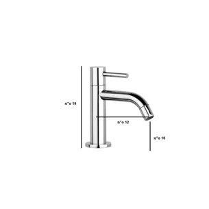 ברז רחצה מים קרים מגיע עם פיה קבועה אורך פיה 12 ס"מ צבע ניקל מבריק דגם 509502