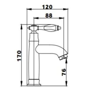 ברז רחצה מים קרים מגיע עם פיה קבועה אורך פיה 12 ס"מ צבע זהב מט דגם 1412
