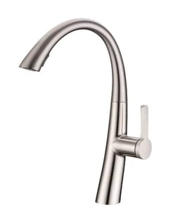 ברז מטבח מגיע עם פיה מסתובבת ונשלפת צבע ניקל מוברש דגם K114