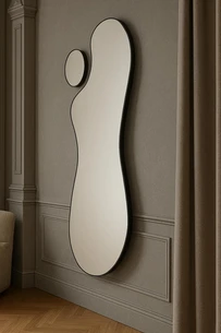 סט מראת גוף גדולה ומראה קטנה מרחפות בצורה אמורפית לתליה ללא מסגרת רוחב 70 ס"מ גובה 180 ס"מ דגם LM-595