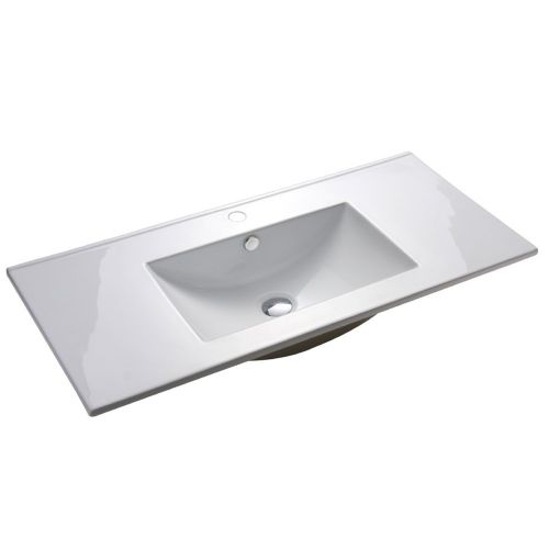 כיור משטח אינטגרלי חרס לבן מבריק רוחב 101 ס"מ ועומק 40 ס"מ דגם ביא 101*40